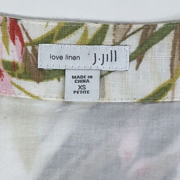 J. Jill Love Linen Pocket dress size XS Palm Frawn Leaves Beach Sleevele… - Picture 4 of 10